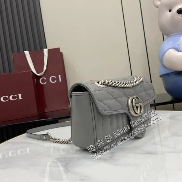 Gucci專櫃古馳最新款Marmont系列絎縫迷你手袋原廠皮鏈條女士挎包 jh2971型號：446744